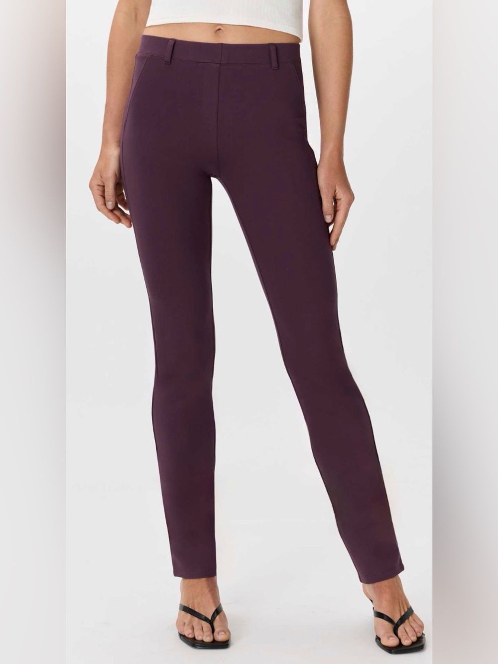 Quince Deep Plum Stretch Lounge Casual Legging Pull On Pant Career Office SZ LG